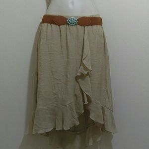 Ruffles lined tan skirt