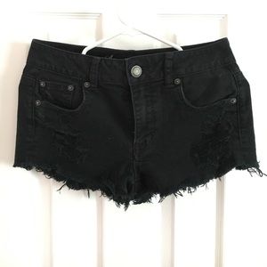 American Eagle Black Frayed Denim shorts