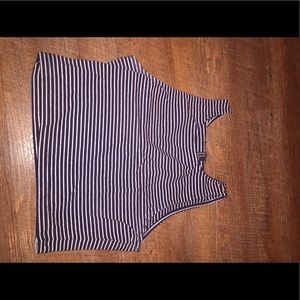 Navy blue and white striped crop top