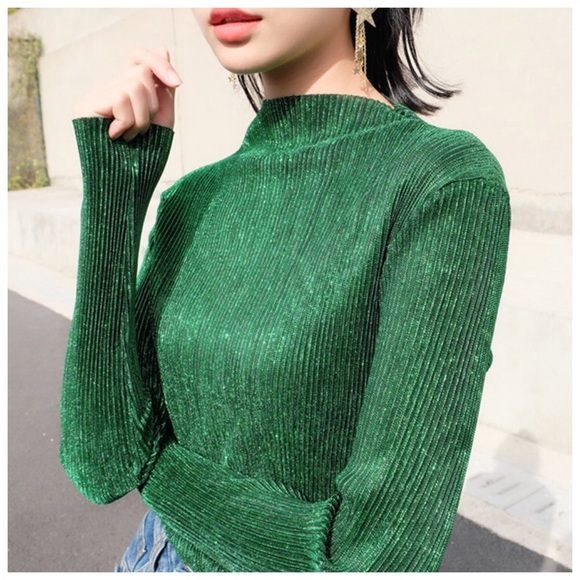 🌺 Metallic Stretch Ribbed Top - Picture 4 of 8