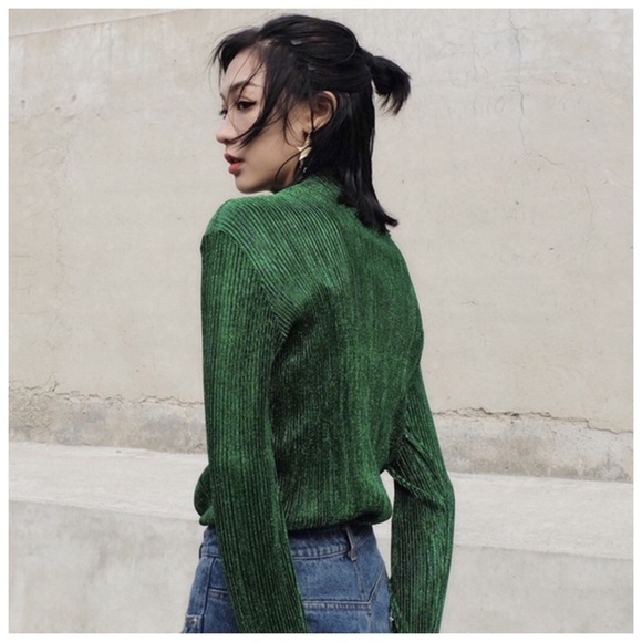 🌺 Metallic Stretch Ribbed Top - Picture 5 of 8