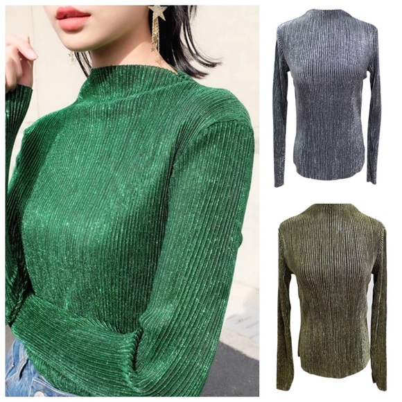 🌺 Metallic Stretch Ribbed Top - Picture 2 of 8