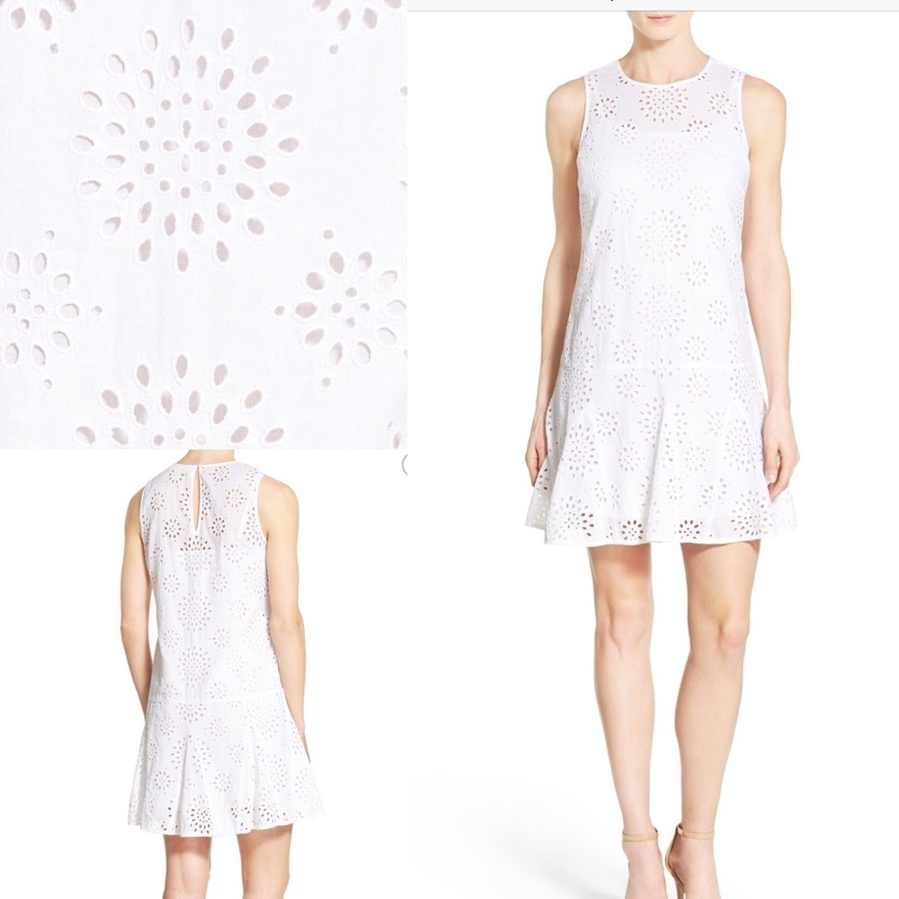MICHAEL KORS White Eyelet Drop-Waist Dress (12)