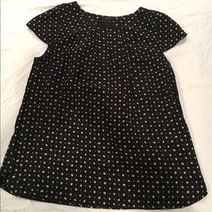 JCREW black printed silk top