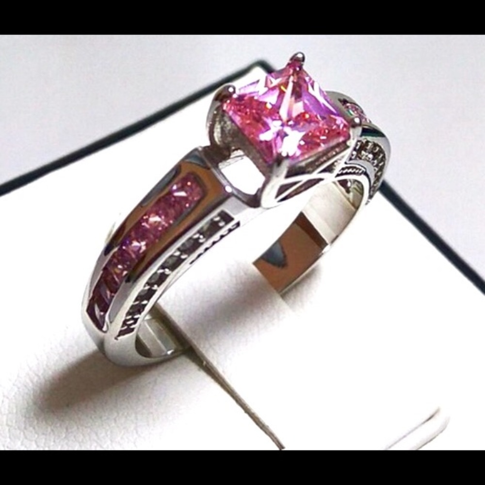 Sold!!!!!!Sterling Silver Pink Diamonique Ring