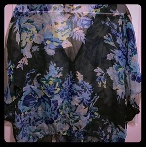 Navy Free People Sheer Blouse