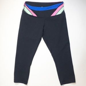 Lululemon Black multi stripe running / yoga Capri