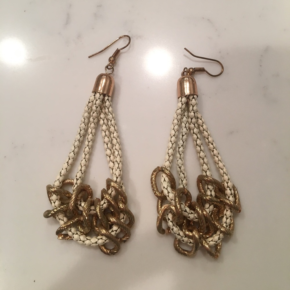 Cream and gold dressy earrings