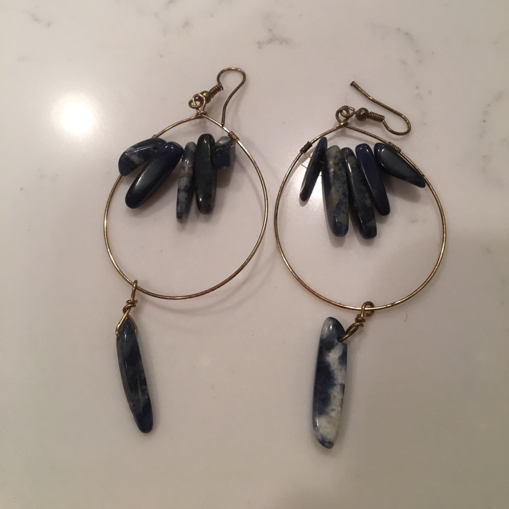 Gold and navy dressy earrings