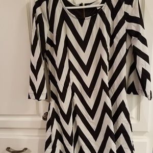 Charming Charlie Black and White Chevron Dress