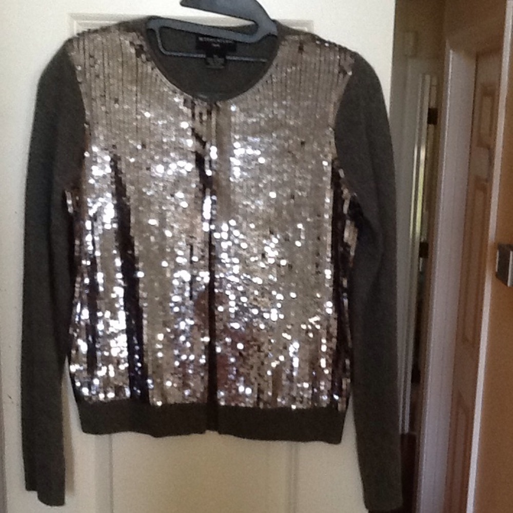 Grey & silver sequined cashmere sweater