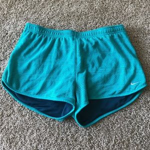 Patterned Teal Ike Running Shorts