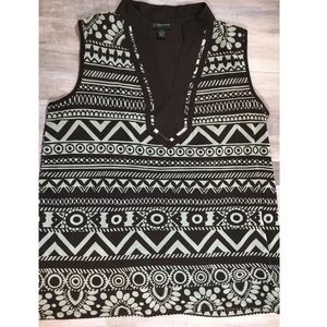 INC Women's sleeveless mandarin collar shirt