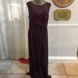 Plum long bridesmaid dress