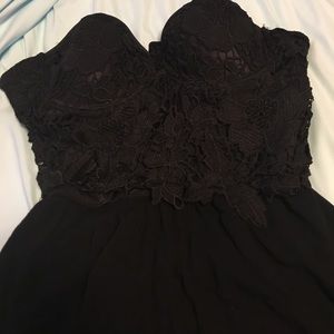 Corset top romper, black romper with corset top