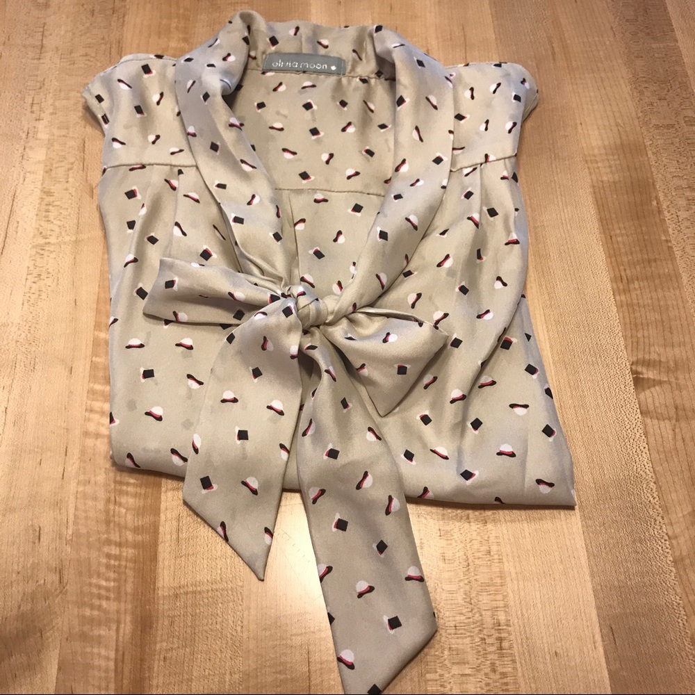 Olivia Moon Tie Neck Sleeveless Blouse