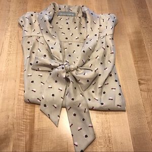 Olivia Moon Tie Neck Sleeveless Blouse