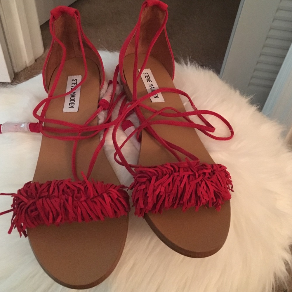 Steve Madden fringe lace up sandals