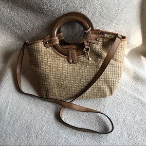 Fossil rustic woven purse