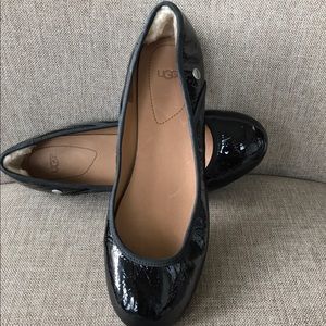 Women's black patent leather flats