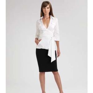 Diane Von Furstenberg 3/4 Sleeve Wrap Blouse