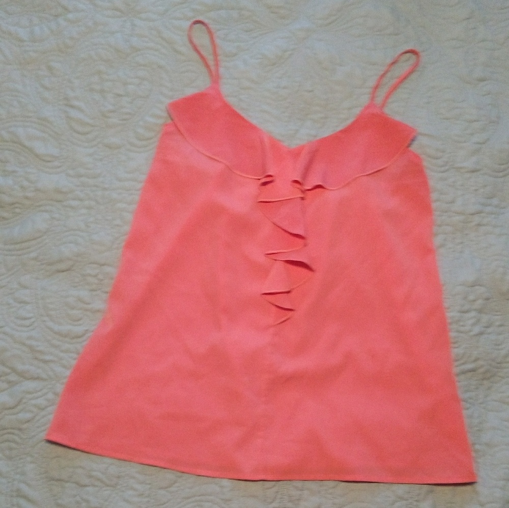 Ruffle Front - Coral Tank M EUC