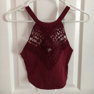 Burgundy Cross Back Crop Top