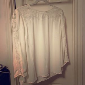 Talbots white lace sleeve blouse