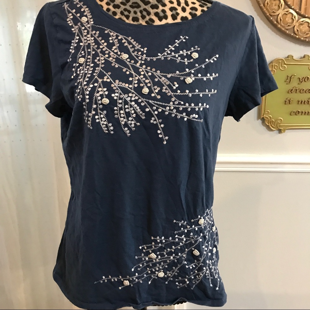 Navy and cream T shirt