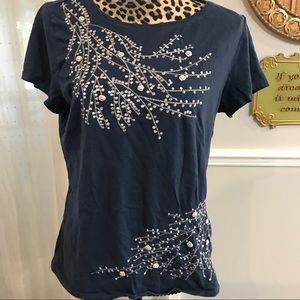 Navy and cream T shirt