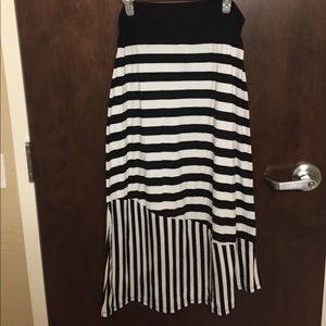 Black and white striped skirt