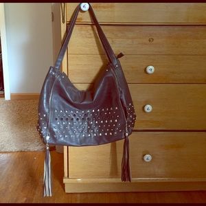 Reduced/Large grey studded shoulder purse