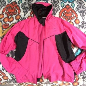 Nike lightweight women's pink and black jacket.