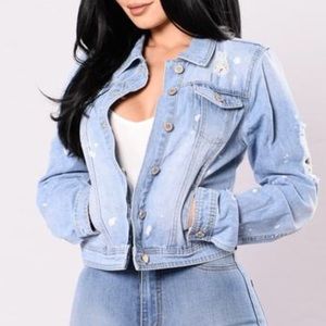 Distressed denim jacket