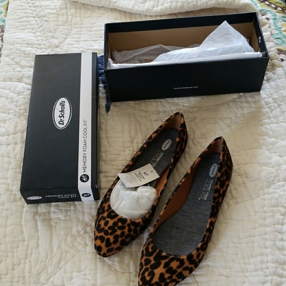 Dr. School's Really Leopard memory foam flats