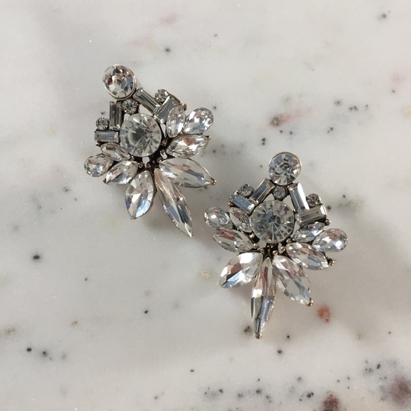 "Colette" Earrings || Clear Crystal Statement - Picture 3 of 9