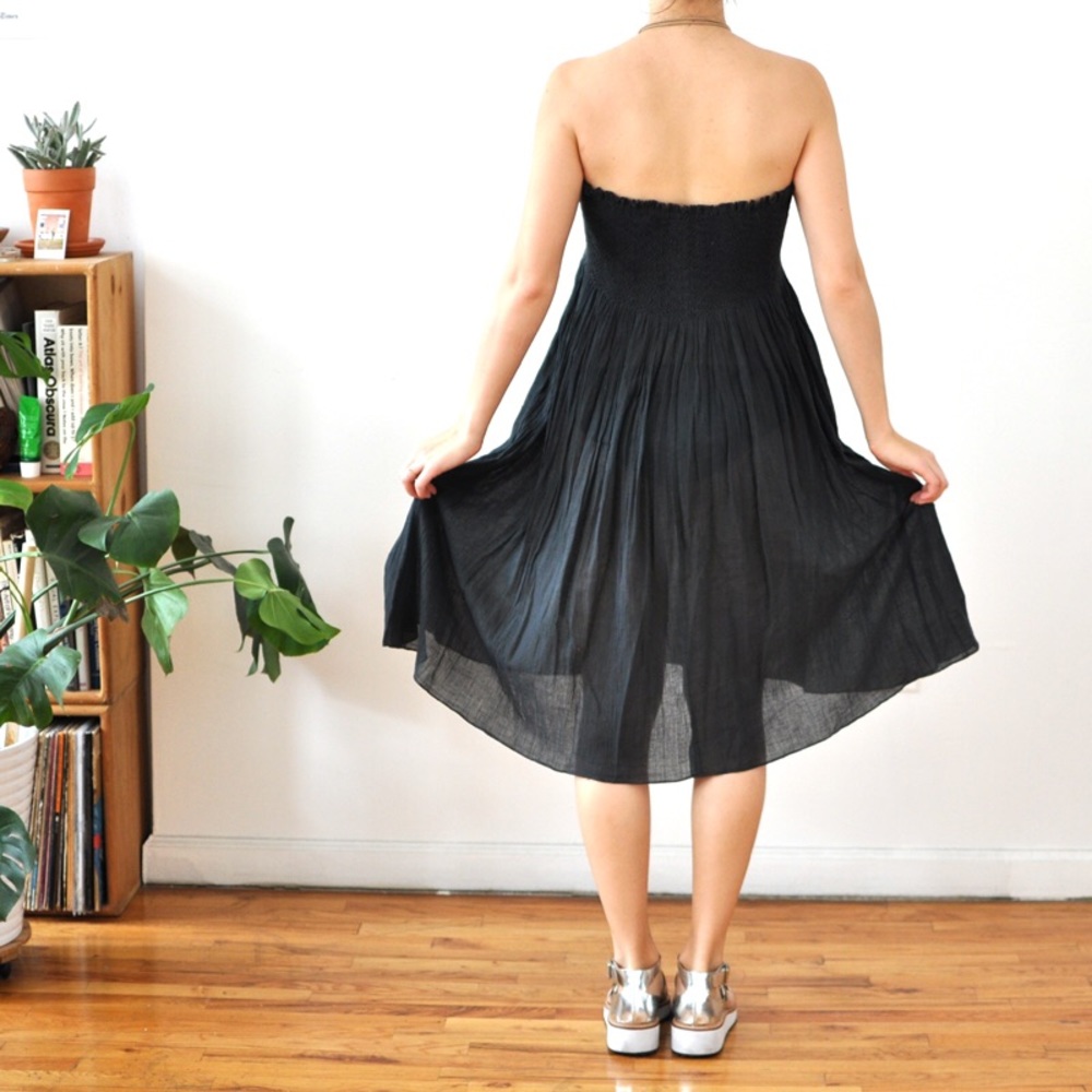 VTG Tassel-tie linen strapless dress - Picture 3 of 5