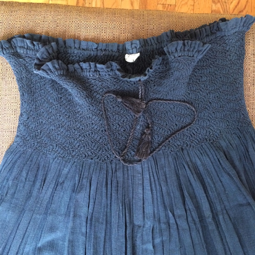 VTG Tassel-tie linen strapless dress - Picture 5 of 5