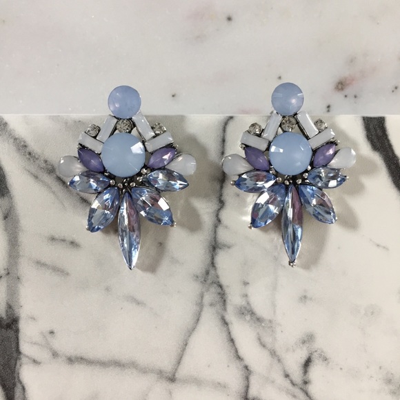 "Colette" Earrings || Light Blue Crystal Statement - Picture 2 of 9