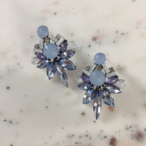 "Colette" Earrings || Light Blue Crystal Statement - Picture 3 of 9
