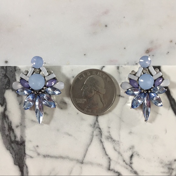 "Colette" Earrings || Light Blue Crystal Statement - Picture 5 of 9