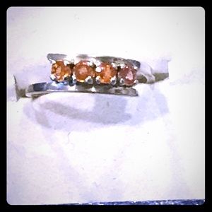Orange sapphire silver ring