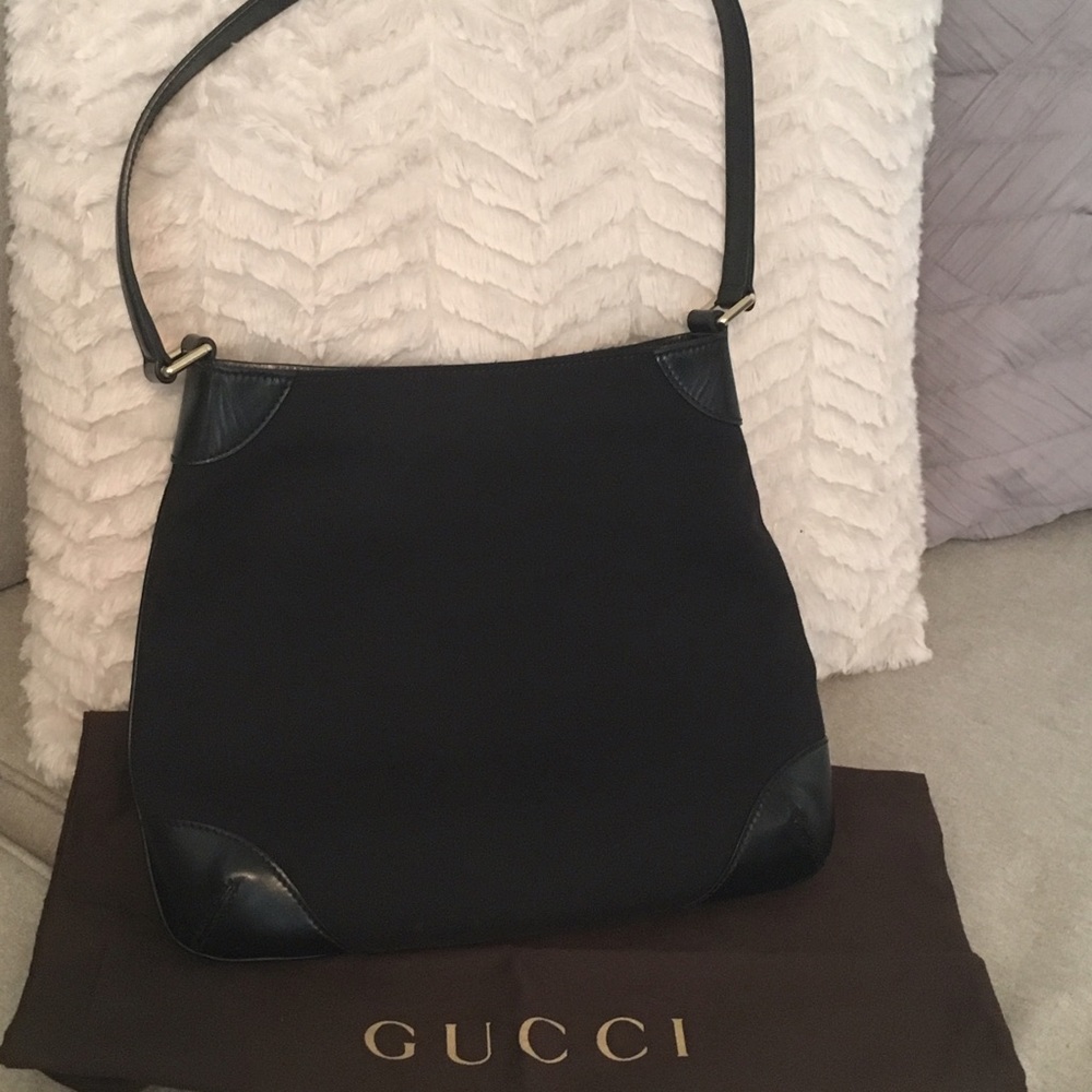 ❤️ Gucci Black Fabric Leather Trim Purse - Picture 6 of 8