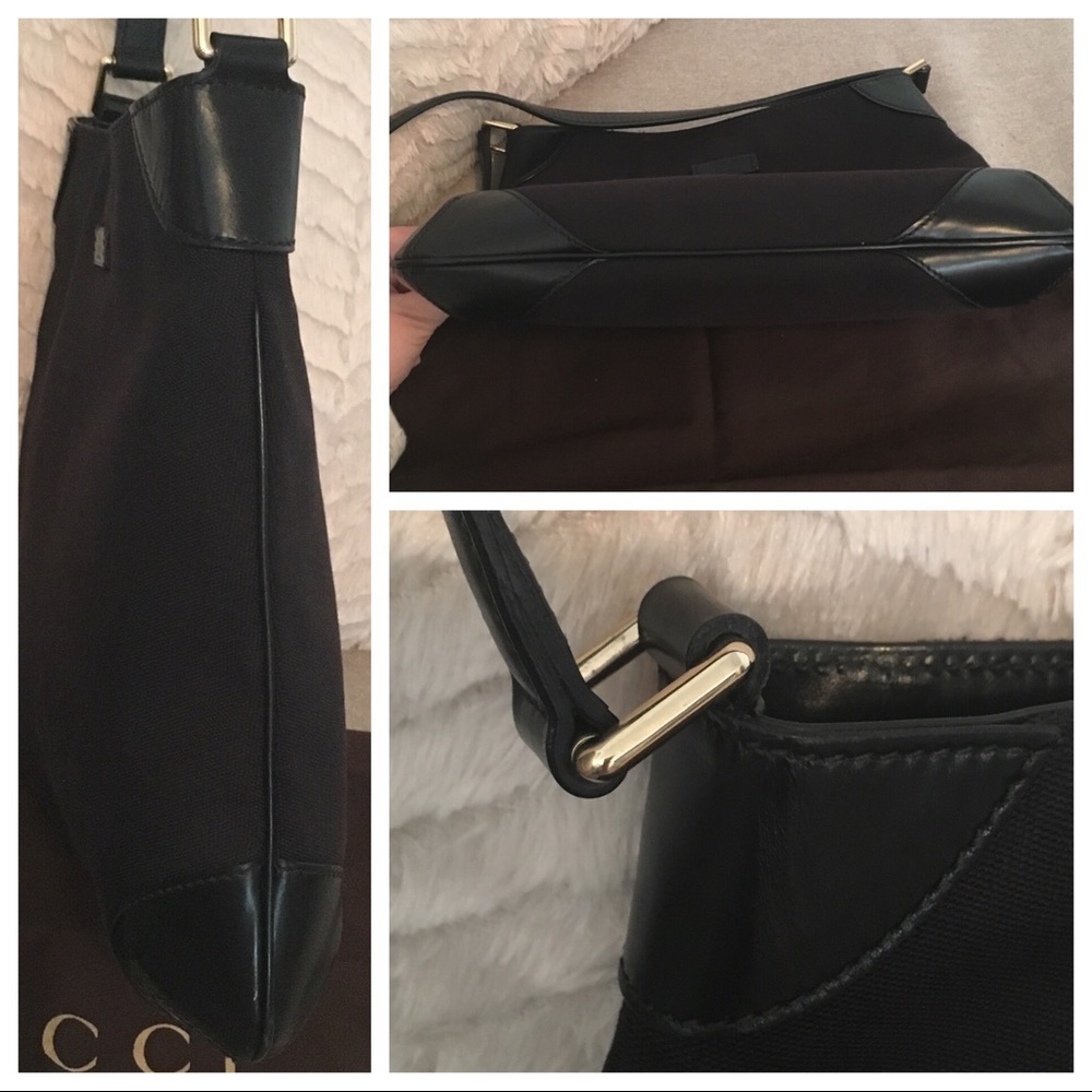 ❤️ Gucci Black Fabric Leather Trim Purse - Picture 7 of 8