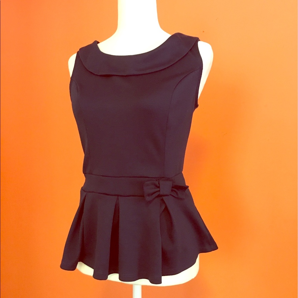 Retro Peplum Top with Bow Detail