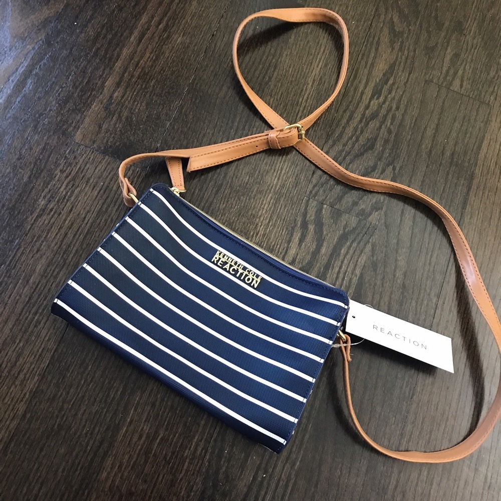 Kenneth Cole Navy & White Striped Crossbody Bag - Picture 2 of 5