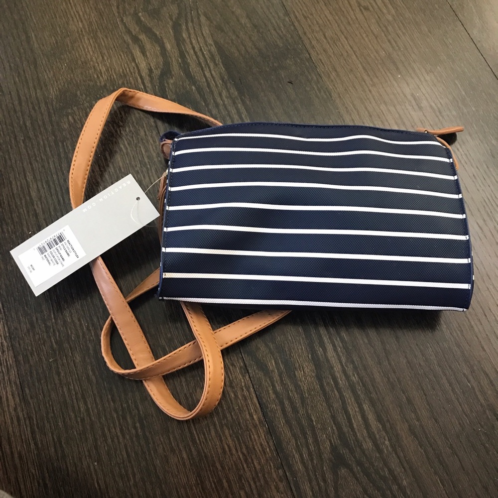 Kenneth Cole Navy & White Striped Crossbody Bag - Picture 4 of 5
