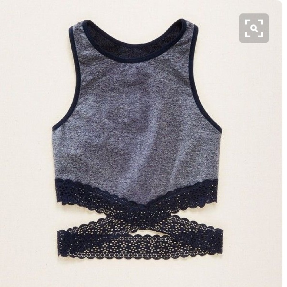 aerie hi-neck wraparound bralette sports bra