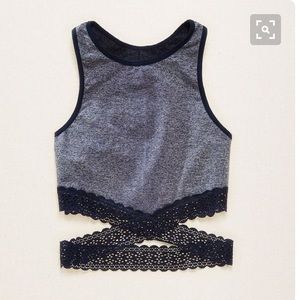 aerie hi-neck wraparound bralette sports bra