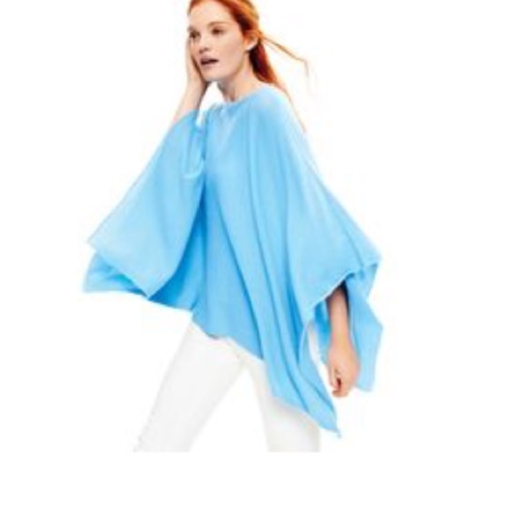 Jmclaughlin blue cashmere poncho 100% cashmere